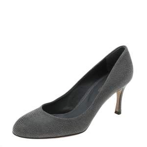 Pre Owned Sergio Rossi Grey Textured Suede Pumps Size 38