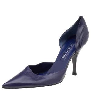Sergio Rossi Purple Leather Pointed Toe Pumps Size 40