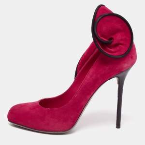 Pre Owned Sergio Rossi Pink Suede Swirl Pumps Size 40
