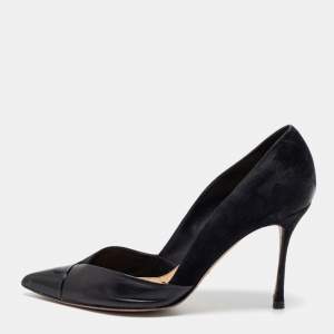Pre Owned Sergio Rossi Black Suede And Leather Pointed Toe Pumps Size 39