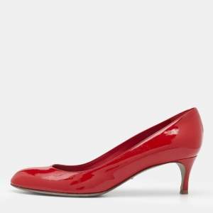 Pre Owned Sergio Rossi Red Patent Leather Pumps Size 37