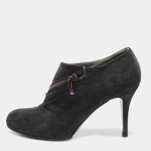 Pre Owned Sergio Rossi Grey Suede Ankle Boots Size 37