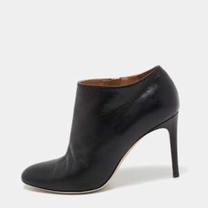 Pre Owned Sergio Rossi Black Leather Booties Size 37