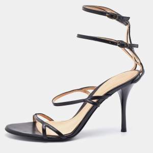 Pre Owned Sergio Rossi Black Leather Strappy Sandals Size 37