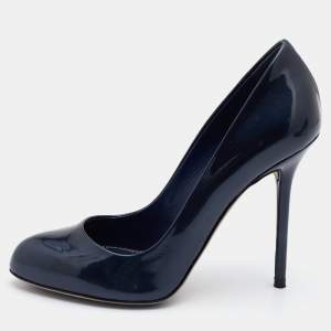 Pre Owned Sergio Rossi Dark Blue Patent Leather Pumps Size 37