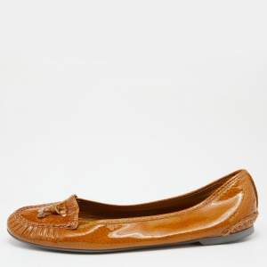 Sergio Rossi Brown Patent Leather Ballet Flats Size 40
