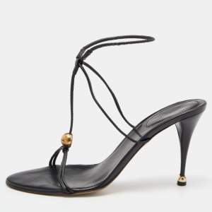 Pre Owned Sergio Rossi Black Leather Slide Sandals Size 40