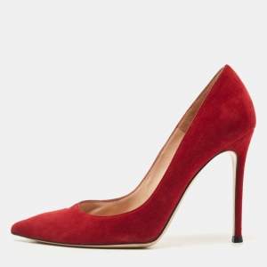 Pre Owned Sergio Rossi Burgundy Suede Gianvito Pumps Size 37