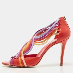 Pre Owned Sergio Rossi Multicolor Leather Strappy Sandals Size 40.5