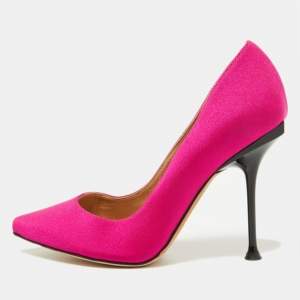 Pre Owned Sergio Rossi Pink Satin Pointed Toe Pumps Size 35.5