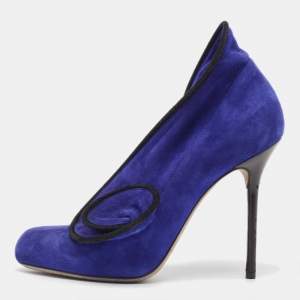 Pre Owned Sergio Rossi Blue Suede Twirl Pumps Size 37