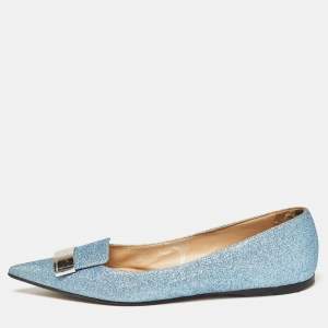 Sergio Rossi Light Blue Glitter Ballet Flats Size 39.5