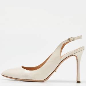 Sergio Rossi Beige Leather Slingback Pumps Size 38