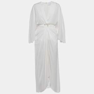 Pre Owned Significant Other White Textured Crepe Provence Cutout Maxi Dress S