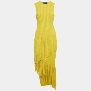 Simon Miller Yellow Rib Knit Fringed Maxi Dress XS