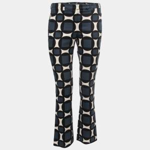 S'Max Mara Blue Geometric Patterned Cotton Trousers S