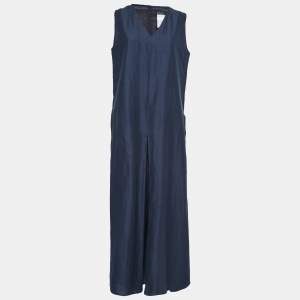 S'Max Mara Dark Blue Cotton Blend Taso Pleated Jumpsuit XL