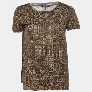 S'Max Mara Brown Snake Print Wool Blend Knit T-Shirt S