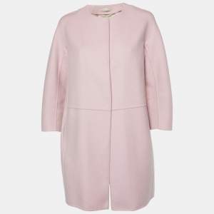 S'Max Mara Pink Wool Cucito A Mano Mid Length Coat M