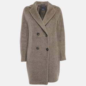 S'Max Mara Grey Felt Double Breasted Coat M