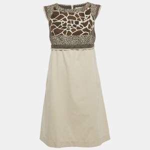 Pre Owned S'Max Mara Grey Printed Cotton Short Dress M