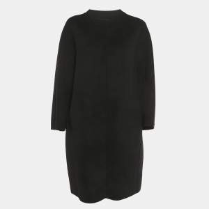 Pre Owned S'Max Mara Black Felt Mid-Length Coat L