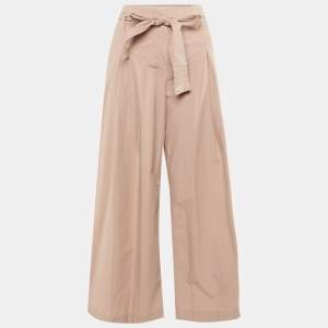 Pre Owned S'Max Mara Beige Cotton Pleated Trouser S
