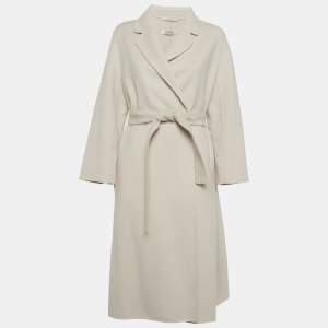 مملوكة مسبقًا S'Max Mara Light Grey Wool Belted Overcoat L