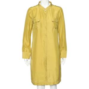 S'Max Mara Yellow Silk Button Down Midi Dress M
