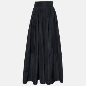 S'Max Mara Black Synthetic Zip Detail Skirt L