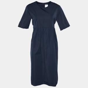 S'Max Mara Dark Blue Cotton Blend Midi Dress M