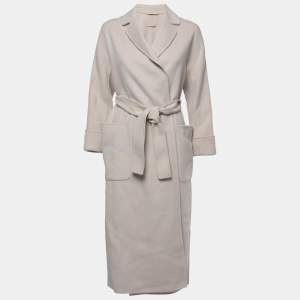 S'Max Mara Off White Wool Belted Coat XS