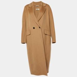 S'Max Mara Camel Brown Wool Double Breasted Coat S
