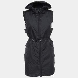 S'Max Mara Black Nylon Zip Front Hooded Timeless Vest S 