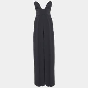 Solace London Black Crepe The Anelli Strapless Jumpsuit XS