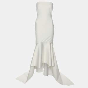 Solace London Cream Satin Blend Kerama Long Dress S