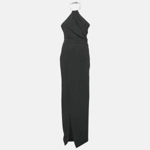 Solace London Black Crepe Danette Long Dress S