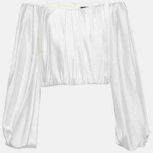 Solace London White Textured Satin Ayla Top M