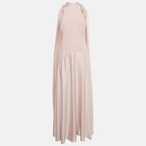 Pre Owned Solace London Pink Crepe Scarf- Neck Detail Cece Maxi Dress M