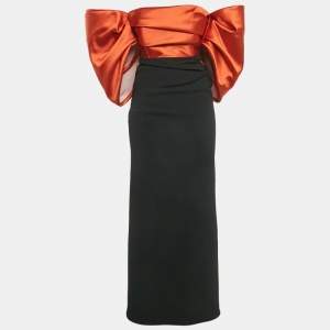 مملوكة مسبقًا Solace London Black/Orange Crepe Arla Maxi Dress S