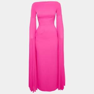Pre Owned Solace London Fuchsia Pink Crepe Grace Maxi Dress XS