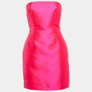 Pre Owned Solace London Fuchsia Pink Gabardine Lea Mini Dress S