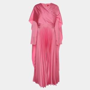 Pre Owned Solace London Pink Satin Long Dress M