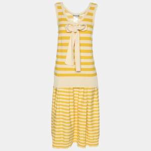 Sonia Rykiel Yellow/Beige Stripped Knit Top and Skirt Set M