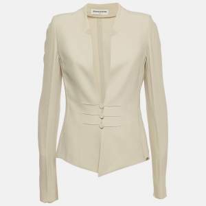 Sonia Rykiel Cream Crepe Sailor Button Jacket L