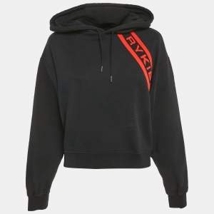 Sonia Rykiel Black Logo Trim Cotton Knit Hoodie M