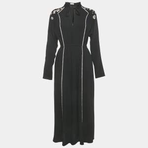 Sonia Rykiel Black Crystal Embellished Crepe Maxi Dress M