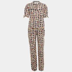 Pre Owned Sonia Rykiel Multicolor Printed Silk Top & Pants Set M