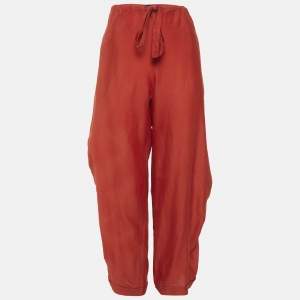 مملوكة مسبقًا Sonia Rykiel Red Cotton Blend Drawstring Trousers S