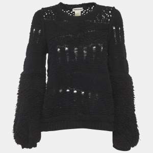 Pre Owned Sonia Rykiel Black Open Knit Sweatshirt M